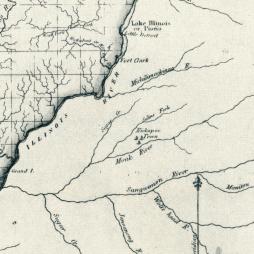 This 1819 map of Illinois by John Melish (Plate XLVI in “Atlas: Indian Villages of the Illinois Country 1670-1830), presents the “Michilimackinac" River flowing west-south-west into the Illinois River, with no northward bend as the Mackinaw River has today.